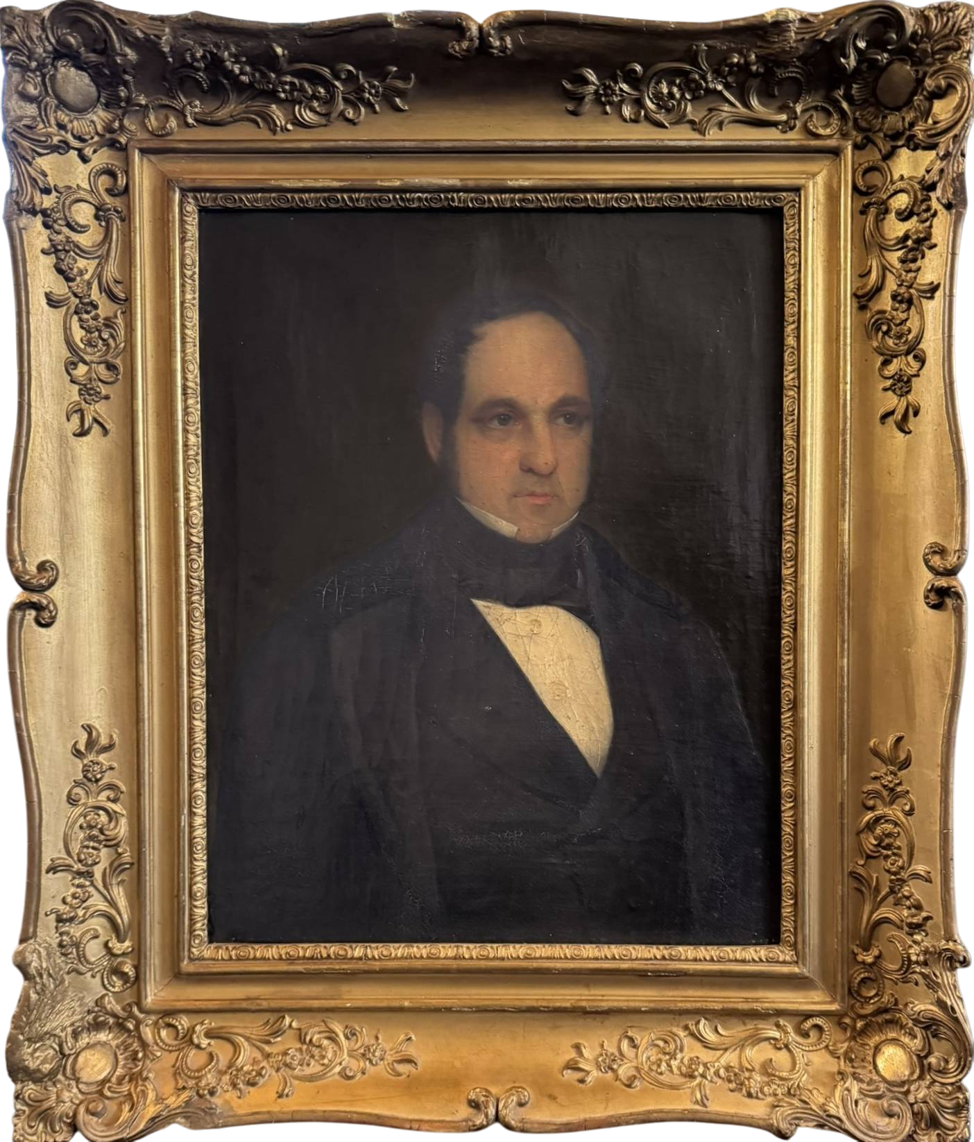 Antique Oil Painting: 19th C. Portrait of a Gentleman 